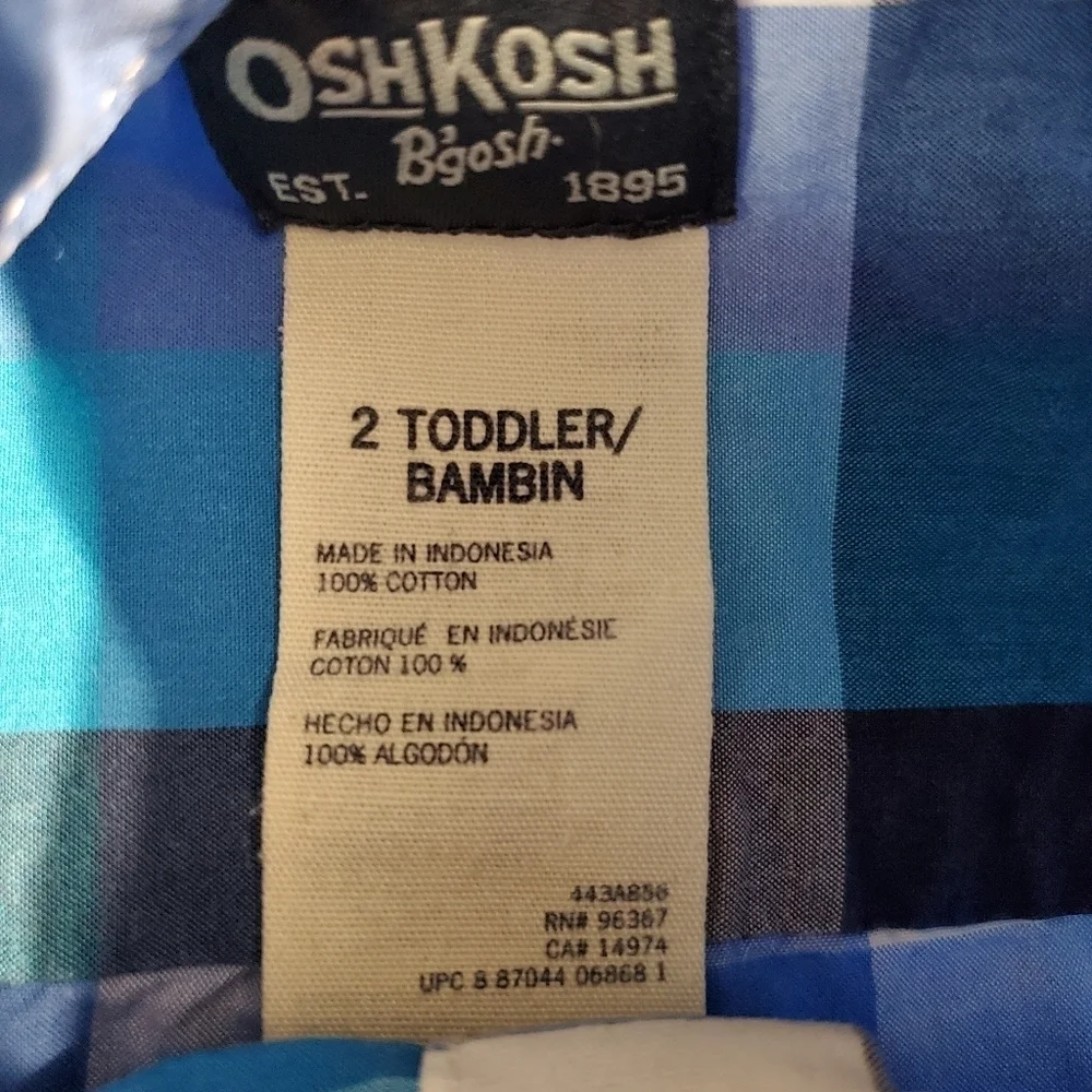 Oshkosh B'gosh Blue Plaid Short-Sleeved Shirt